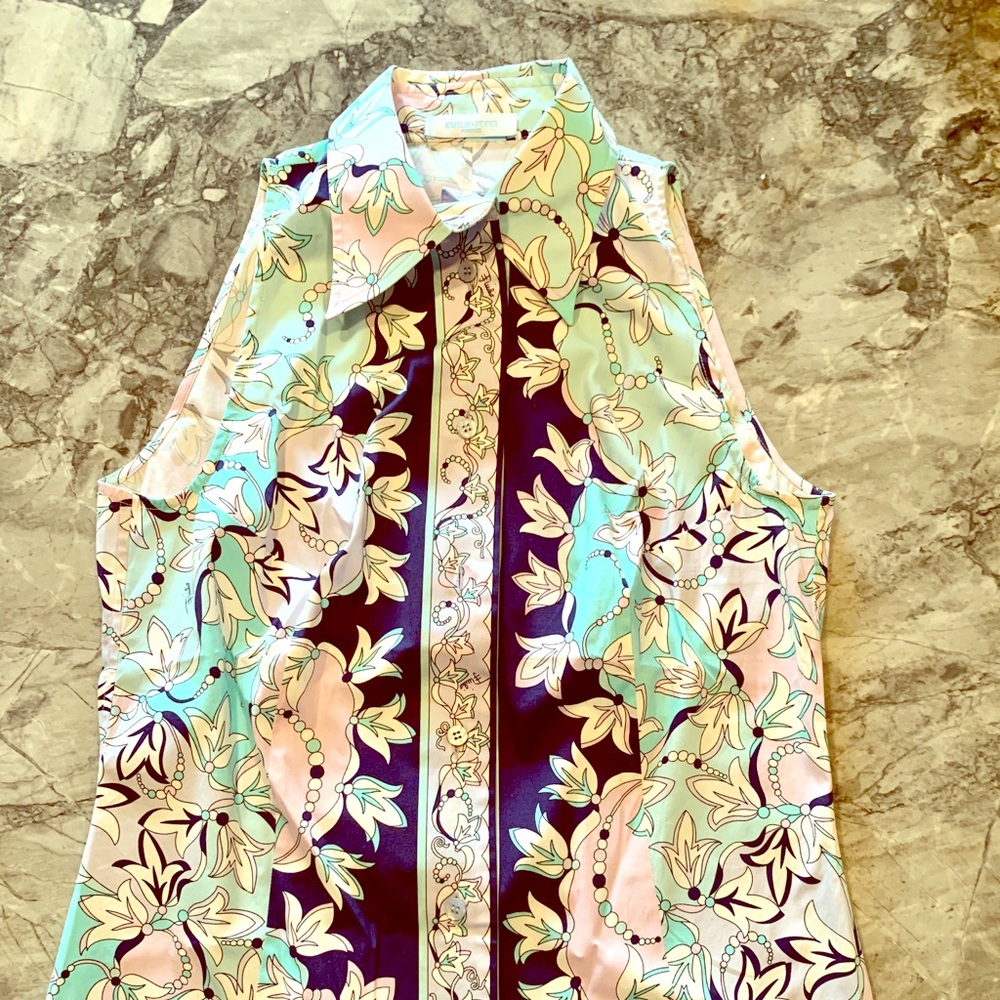 Pucci button up sleeveless shirt
